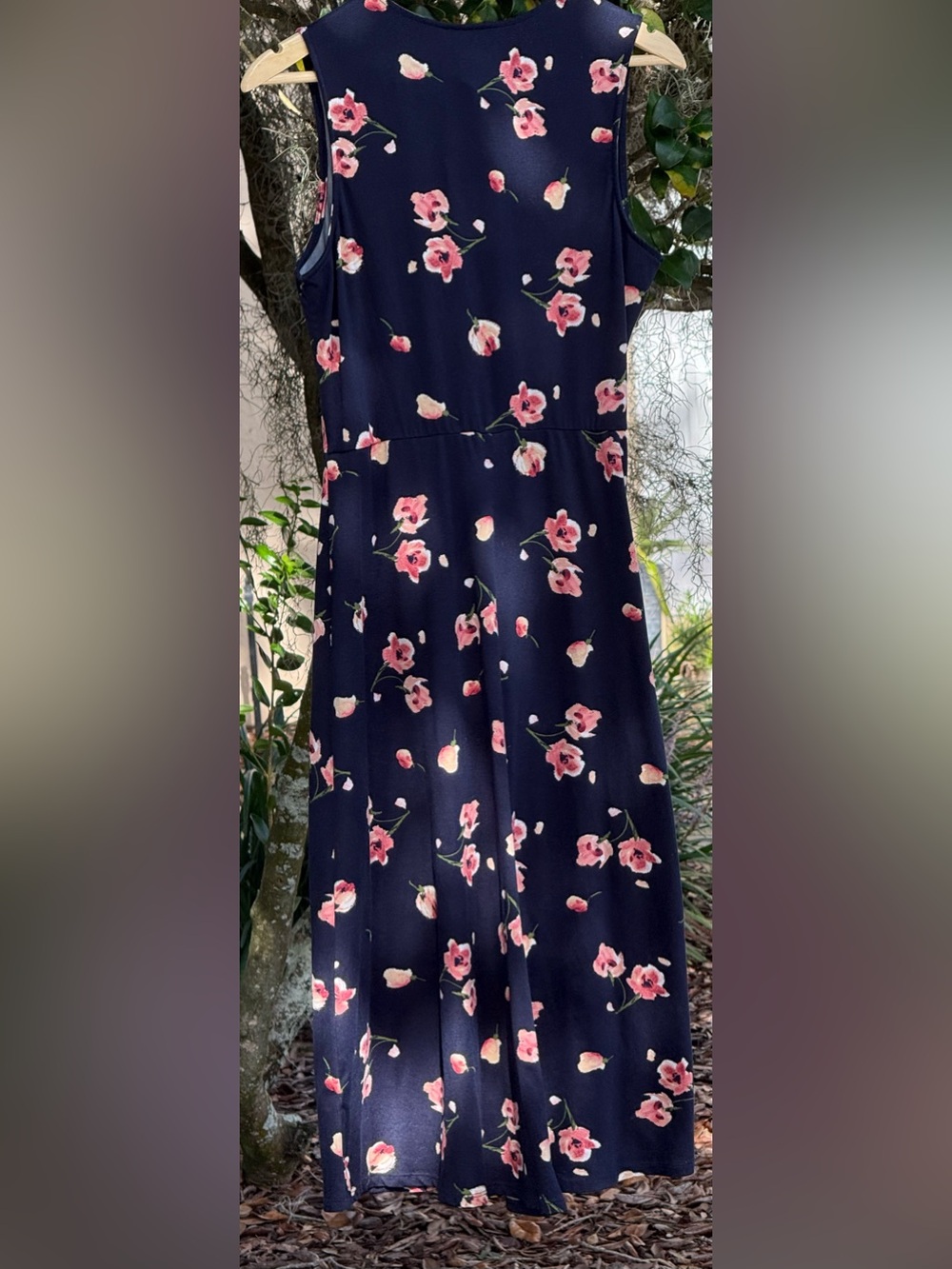 Fortune + Ivy Sleeveless Dress Floral V-neck Ruffle Trim Blue Pink Women’s L - Picture 6 of 7